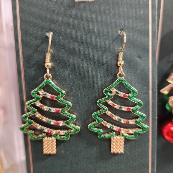 Jewelry - Christmas Tree with rhinestone Earrings